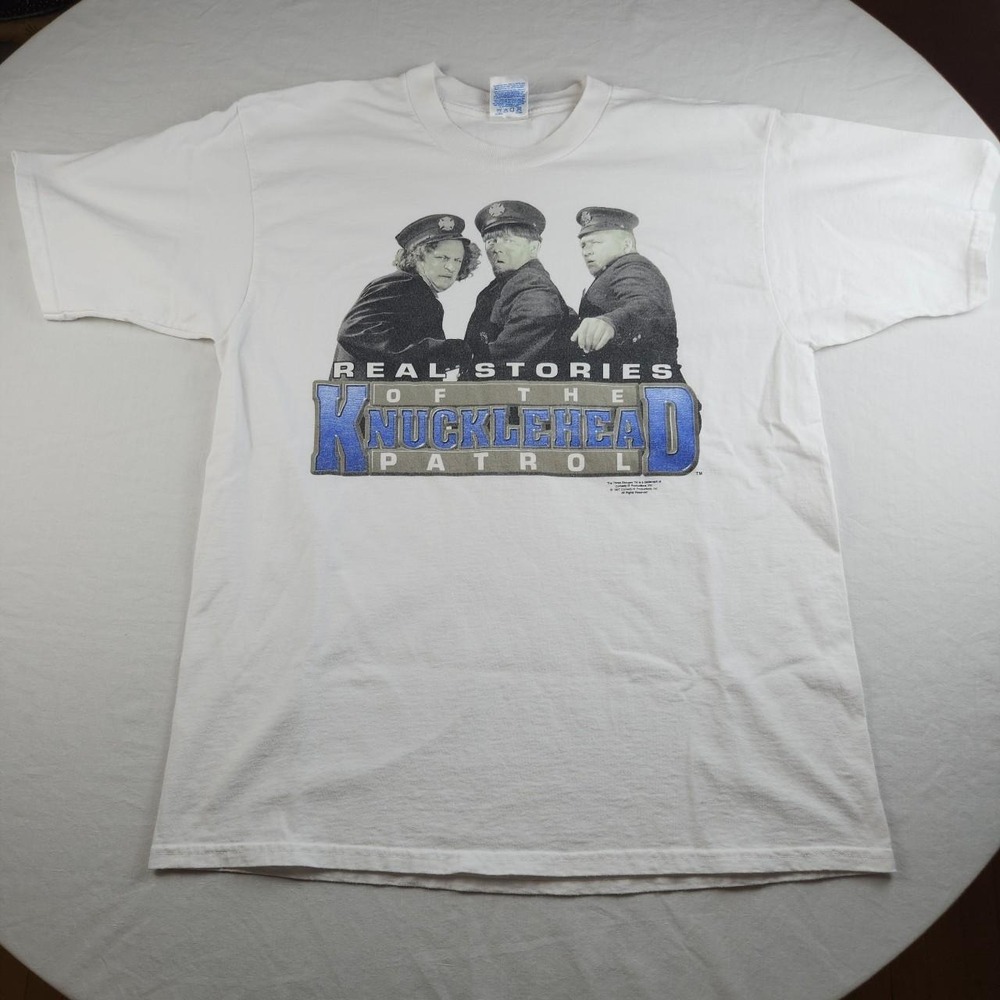 Vintage 1997 Three Stooges Knucklehead Patrol Police T-Shirt Mens XL White